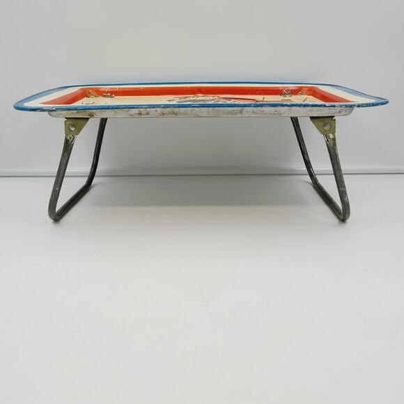 Vintage 1960's Tin Children's TV Tray Bozo the Clown on TV w/ Folding Legs - Picture 4 of 10